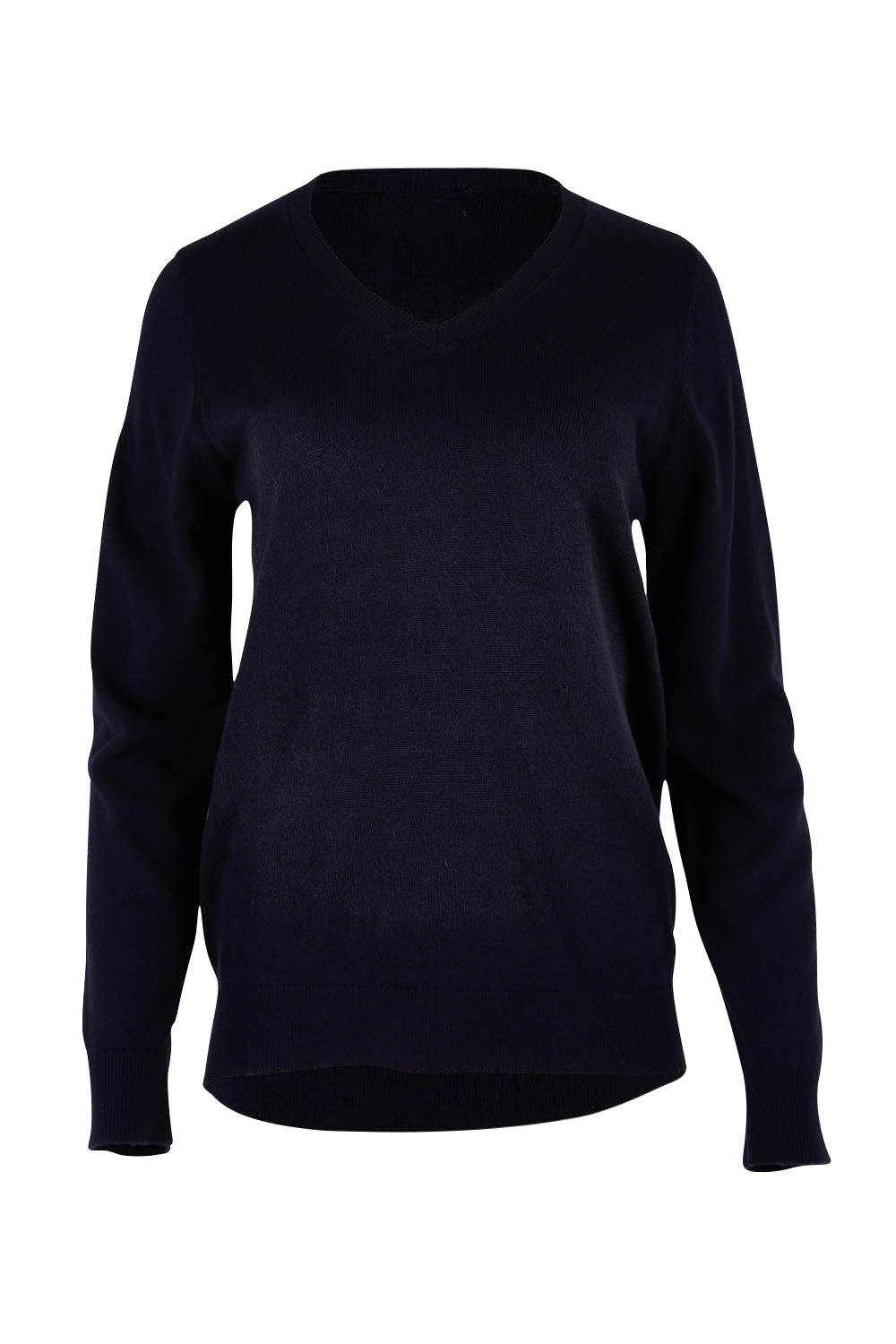 Product shot of The Keepers Soft V Neck Jumper in colour Darknavy (Blue), from the front