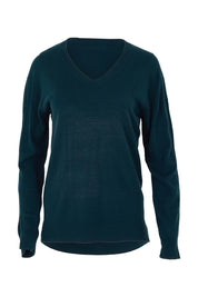Product shot of The Keepers Soft V Neck Jumper in colour Denim (Blue), from the front
