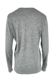 Product shot of The Keepers Soft V Neck Jumper in colour Greymarle (Grey), from the back