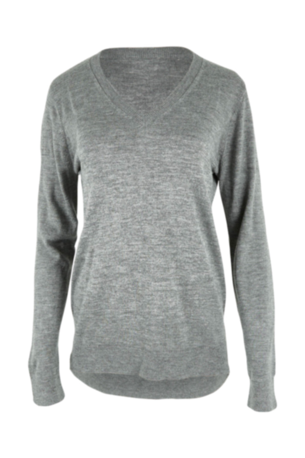 Product shot of The Keepers Soft V Neck Jumper in colour Greymarle (Grey), from the front