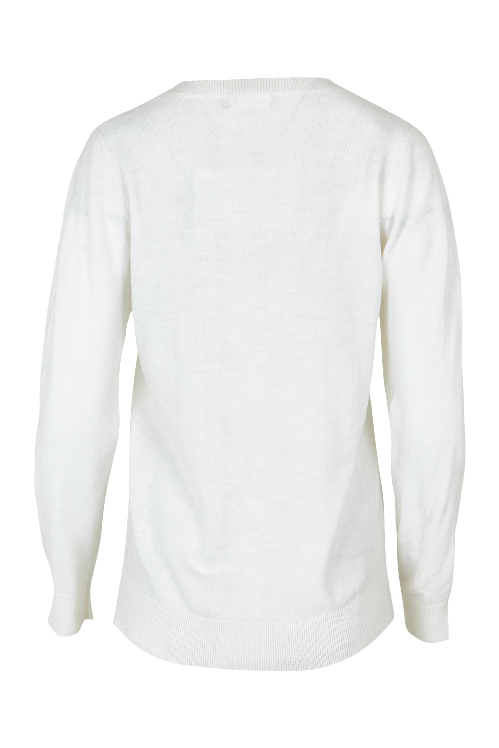 Product shot of The Keepers Soft V Neck Jumper in colour White (White), from the back