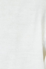 Product shot of The Keepers Soft V Neck Jumper in colour White (White), detail