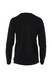 Product shot of The Keepers Soft Round Neck Jumper in colour Black (Black), from the back