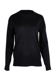 Product shot of The Keepers Soft Round Neck Jumper in colour Black (Black), from the front