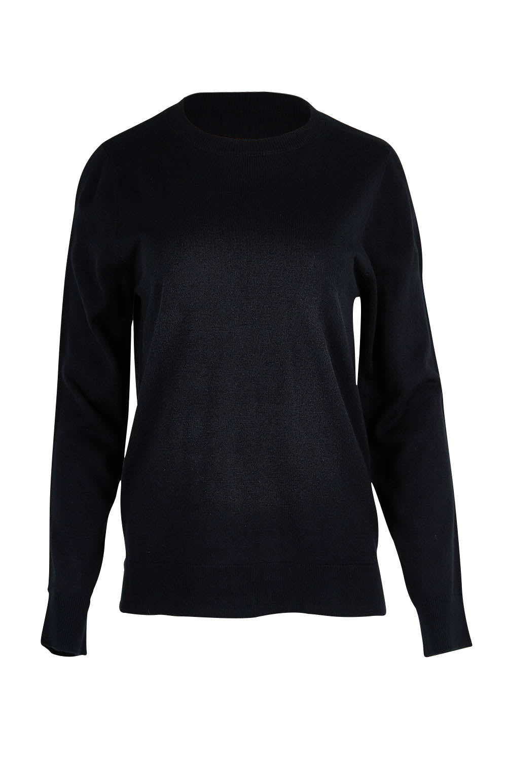 Product shot of The Keepers Soft Round Neck Jumper in colour Black (Black), from the front