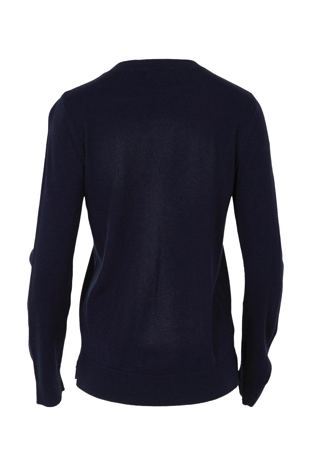 Product shot of The Keepers Soft Round Neck Jumper in colour Darknavy (Blue), from the back