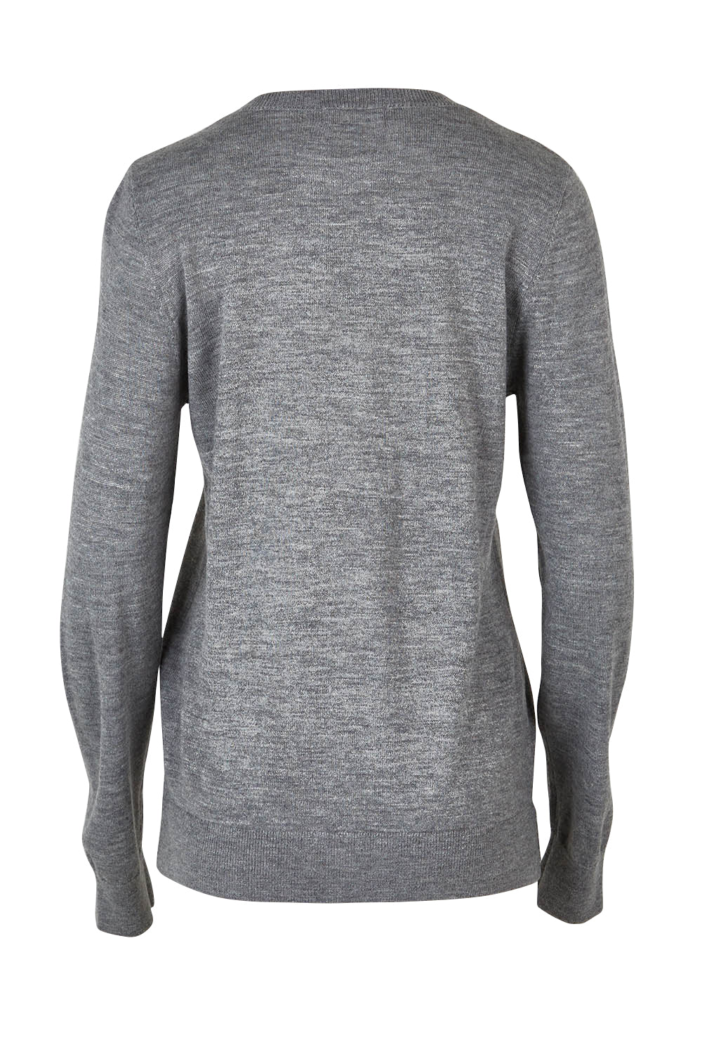 Product shot of The Keepers Soft Round Neck Jumper in colour Greymarle (Grey), from the back