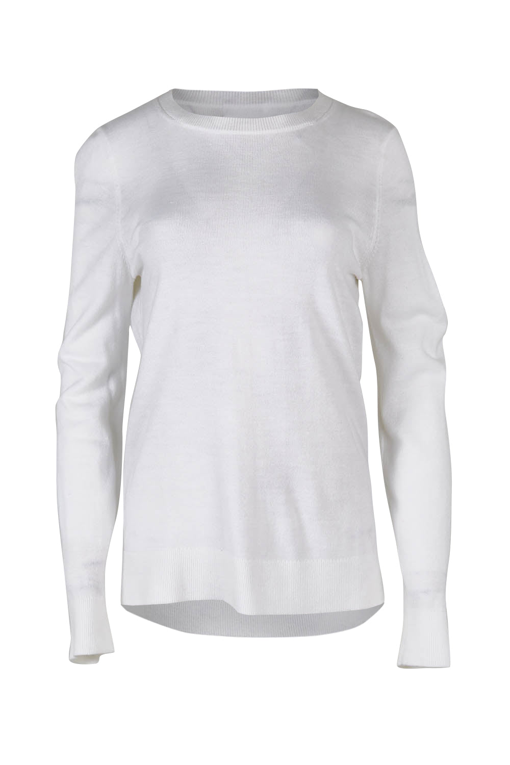 Product shot of The Keepers Soft Round Neck Jumper in colour Snow (White), from the front