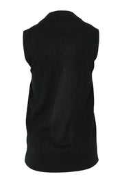 Product shot of The Soft Sleeveless Mockturtle Jumper in colour Black (Black), from the back