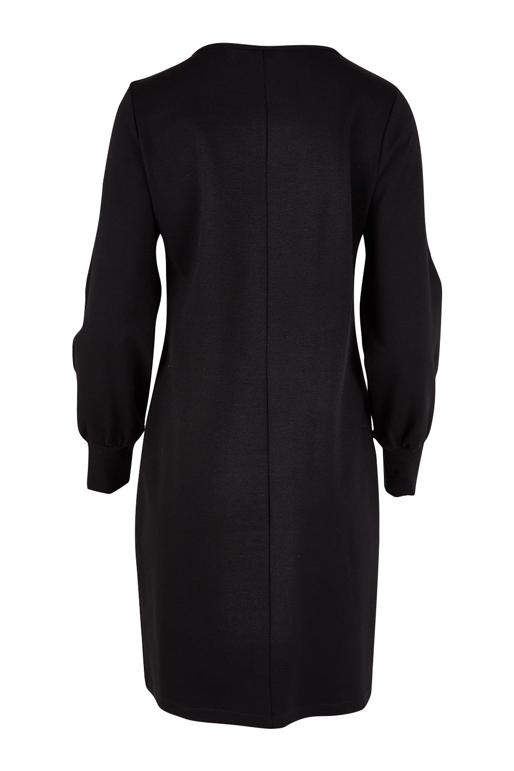 Product shot of The Keepers Classic Ponte Dress in colour Black (Black), from the back