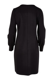 Product shot of The Keepers Classic Ponte Dress in colour Black (Black), from the back