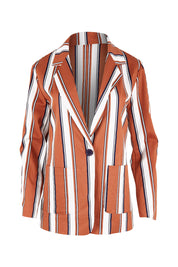 Product shot of The Classic Stripe Blazer in colour Navyrust (Blue), from the front