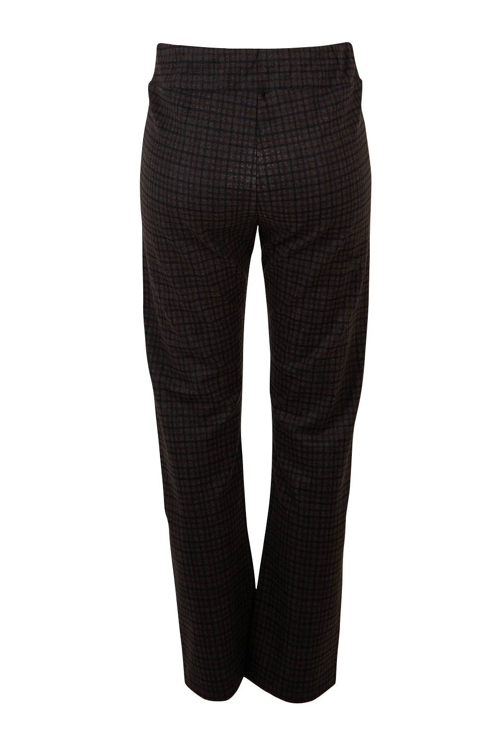 Product shot of The Ponte Check Pant in colour Blackbrown (Black), from the back