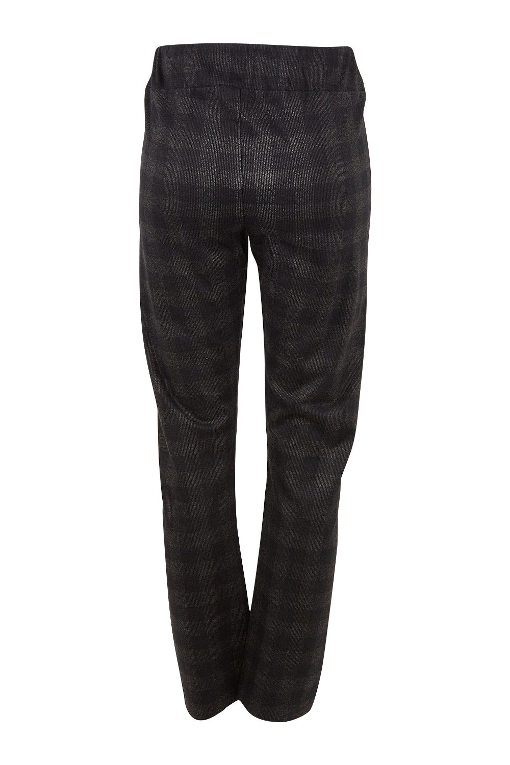 Product shot of The Ponte Check Pant in colour Blackgrey (Black), from the back