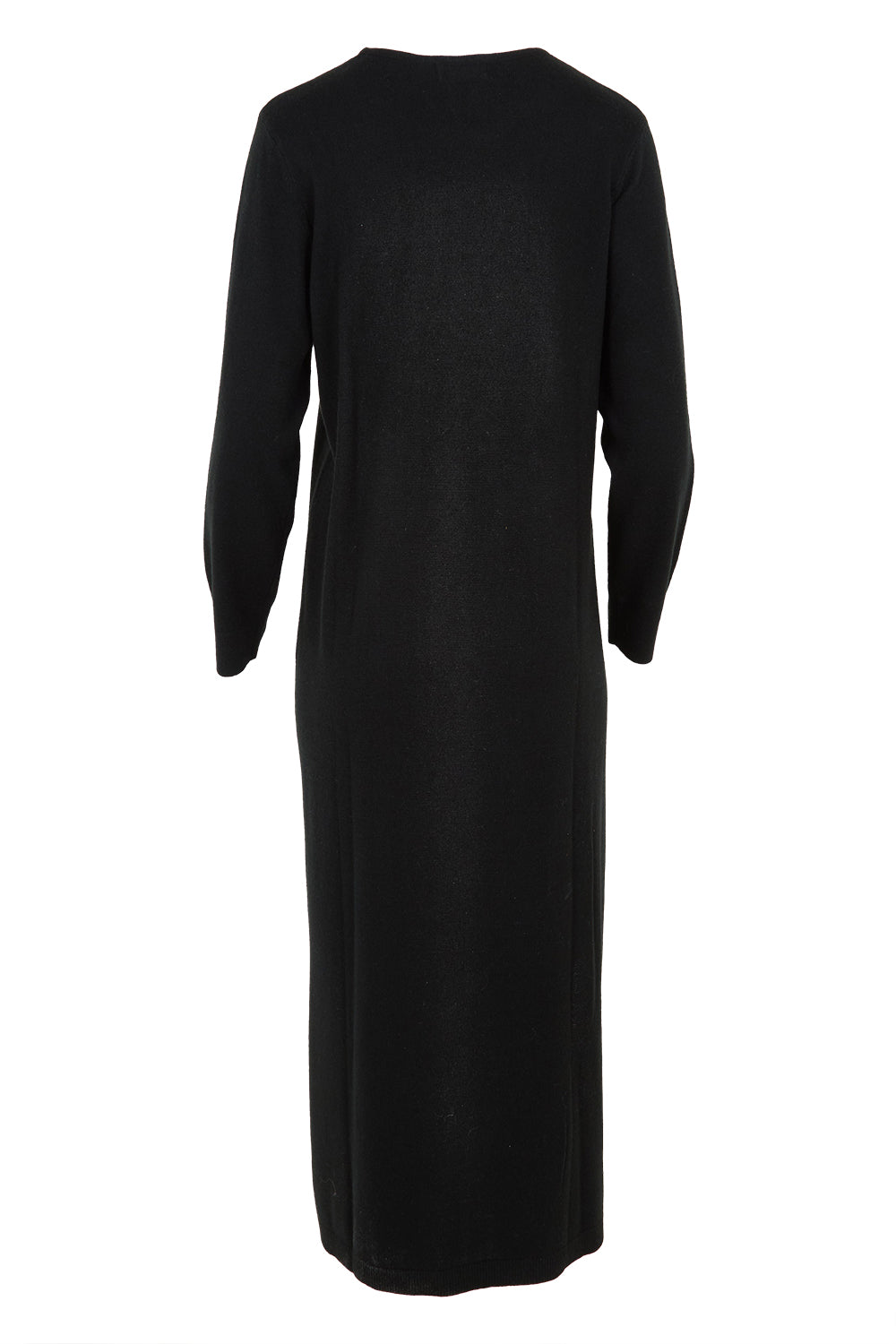 Product shot of The Keepers Soft Knit Maxi Dress in colour Black (Black), from the back