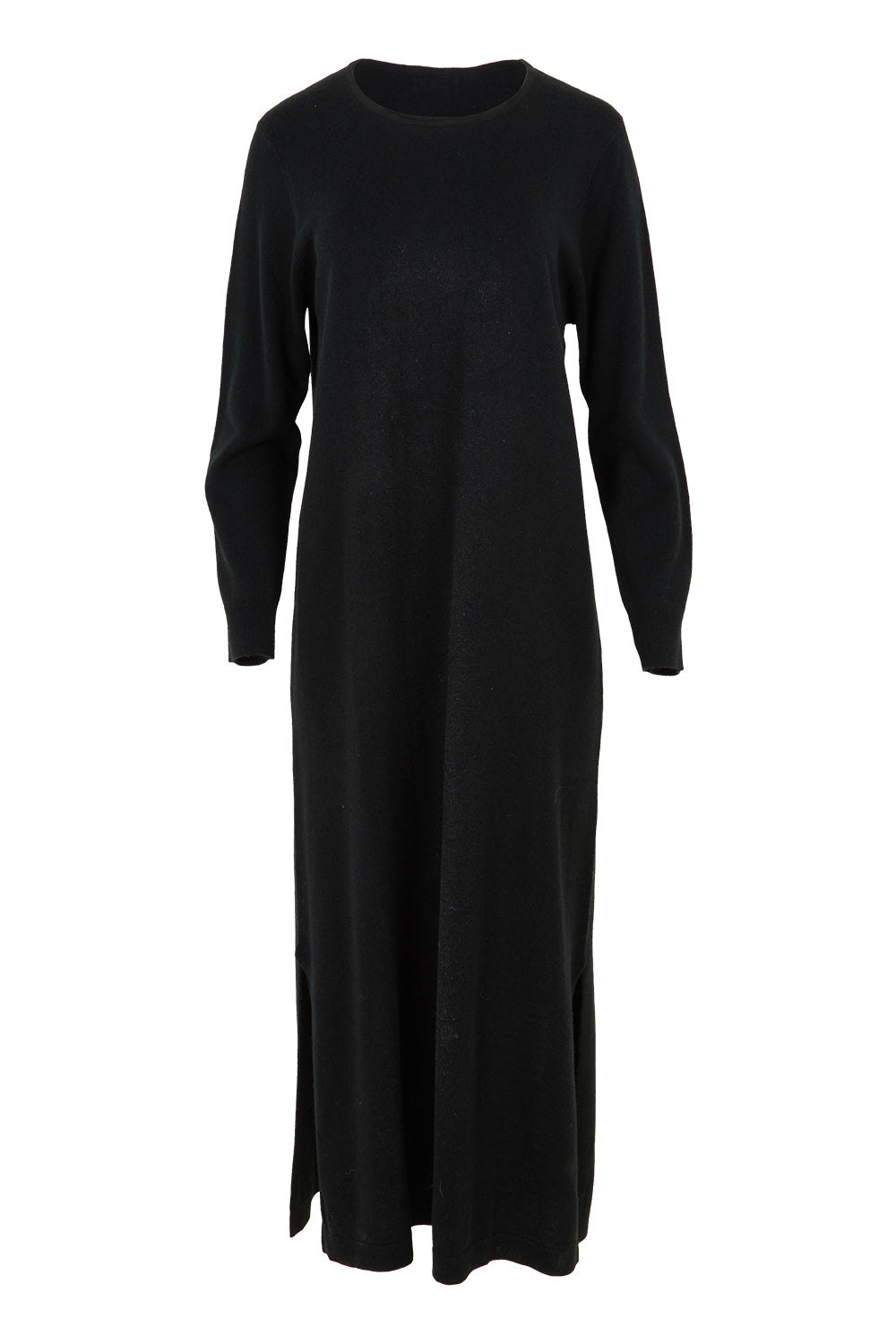 Product shot of The Keepers Soft Knit Maxi Dress in colour Black (Black), from the front