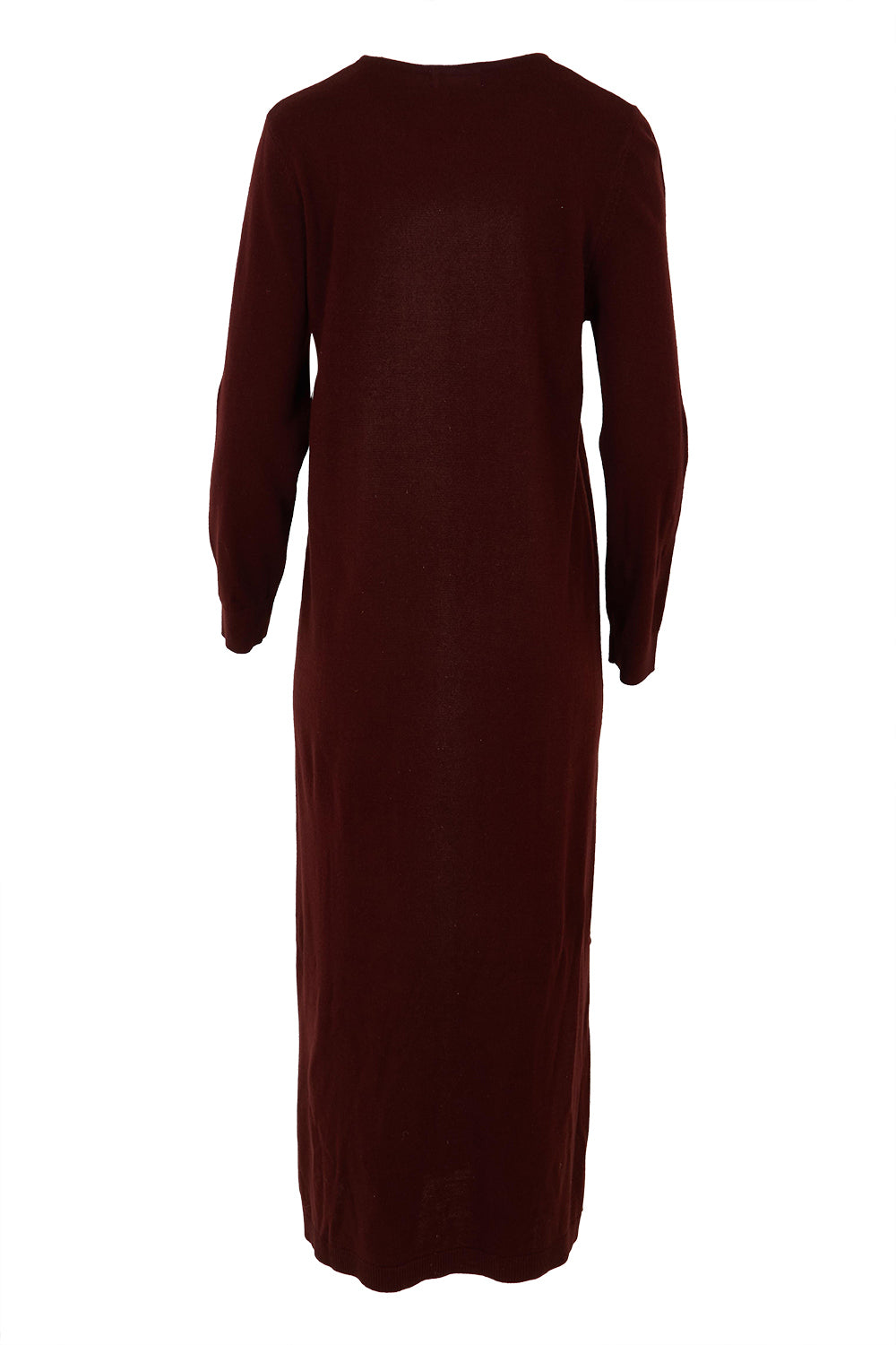 Product shot of The Keepers Soft Knit Maxi Dress in colour Plum (Purple), from the back