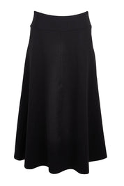 Product shot of The Fit And Flare Ponte Skirt in colour Black (Black), from the front