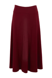 Product shot of The Fit And Flare Ponte Skirt in colour Cognac (Red), from the front
