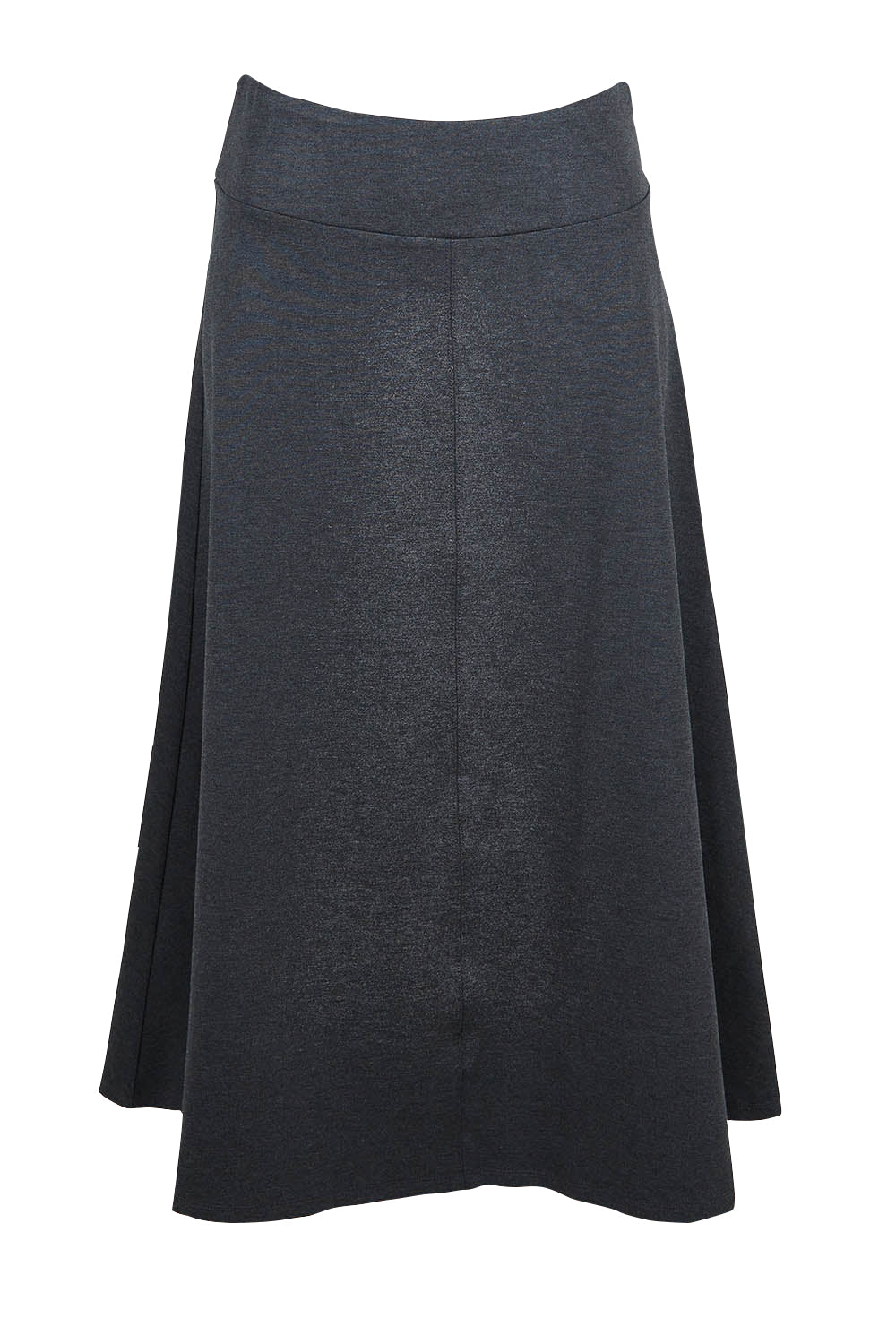 Product shot of The Fit And Flare Ponte Skirt in colour Greymarle (Grey), from the front