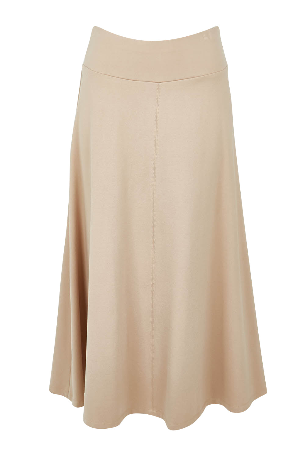 Product shot of The Fit And Flare Ponte Skirt in colour Nougat, from the front