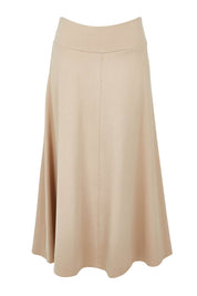 Product shot of The Fit And Flare Ponte Skirt in colour Nougat, from the front