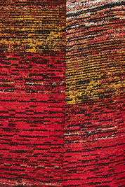 Product shot of The Print Everyday V Neck Dress in colour Multistrip (Red), detail