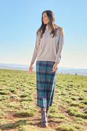 The Check Knit Lined Skirt – Navygreen