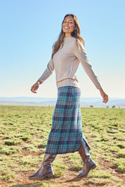 The Check Knit Lined Skirt – Navygreen