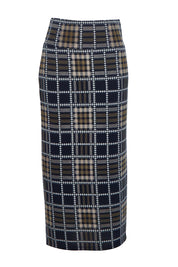 The Check Knit Lined Skirt – Navytaupe