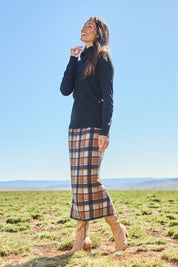 The Check Knit Lined Skirt – Tanblack