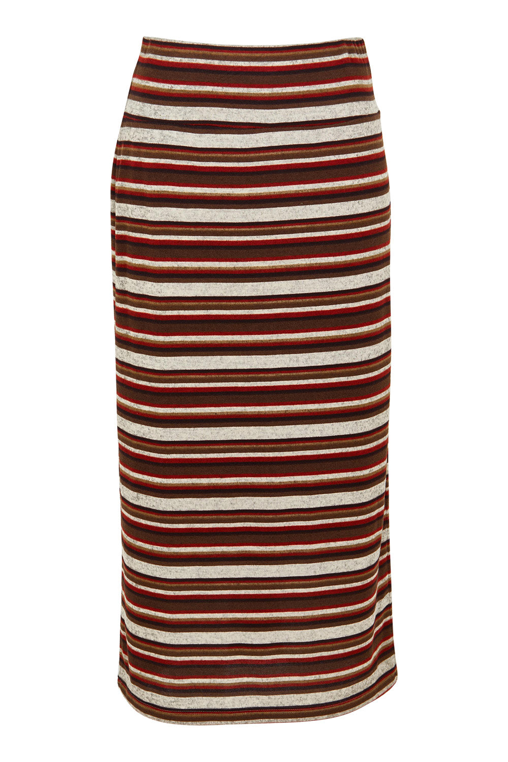 Product shot of The Striped Knit Lined Skirt in colour Warmtones (Grey), from the front