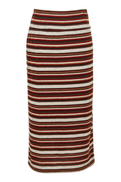 Product shot of The Striped Knit Lined Skirt in colour Warmtones (Grey), from the front