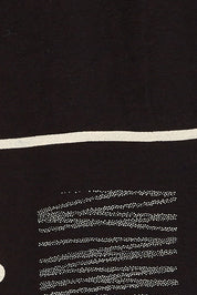 Product shot of The Keepers Printed Crew Neck Shirt in colour Blackivory (Black), detail