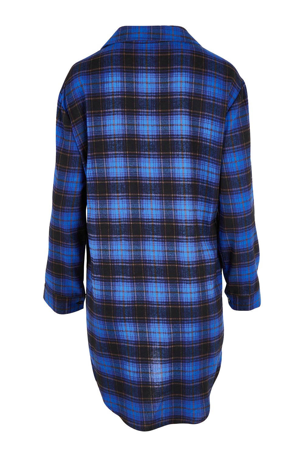 Product shot of The Oversized Checked Shirt in colour Cobaltblue (Blue), from the back