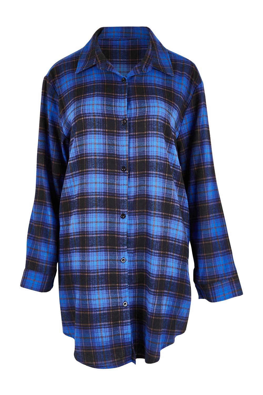 Product shot of The Oversized Checked Shirt in colour Cobaltblue (Blue), from the front