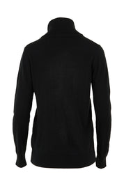 Product shot of The Keepers Soft Roll Neck Jumper in colour Black (Black), from the back