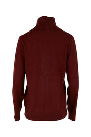 Product shot of The Keepers Soft Roll Neck Jumper in colour Burntplum (Purple), from the back