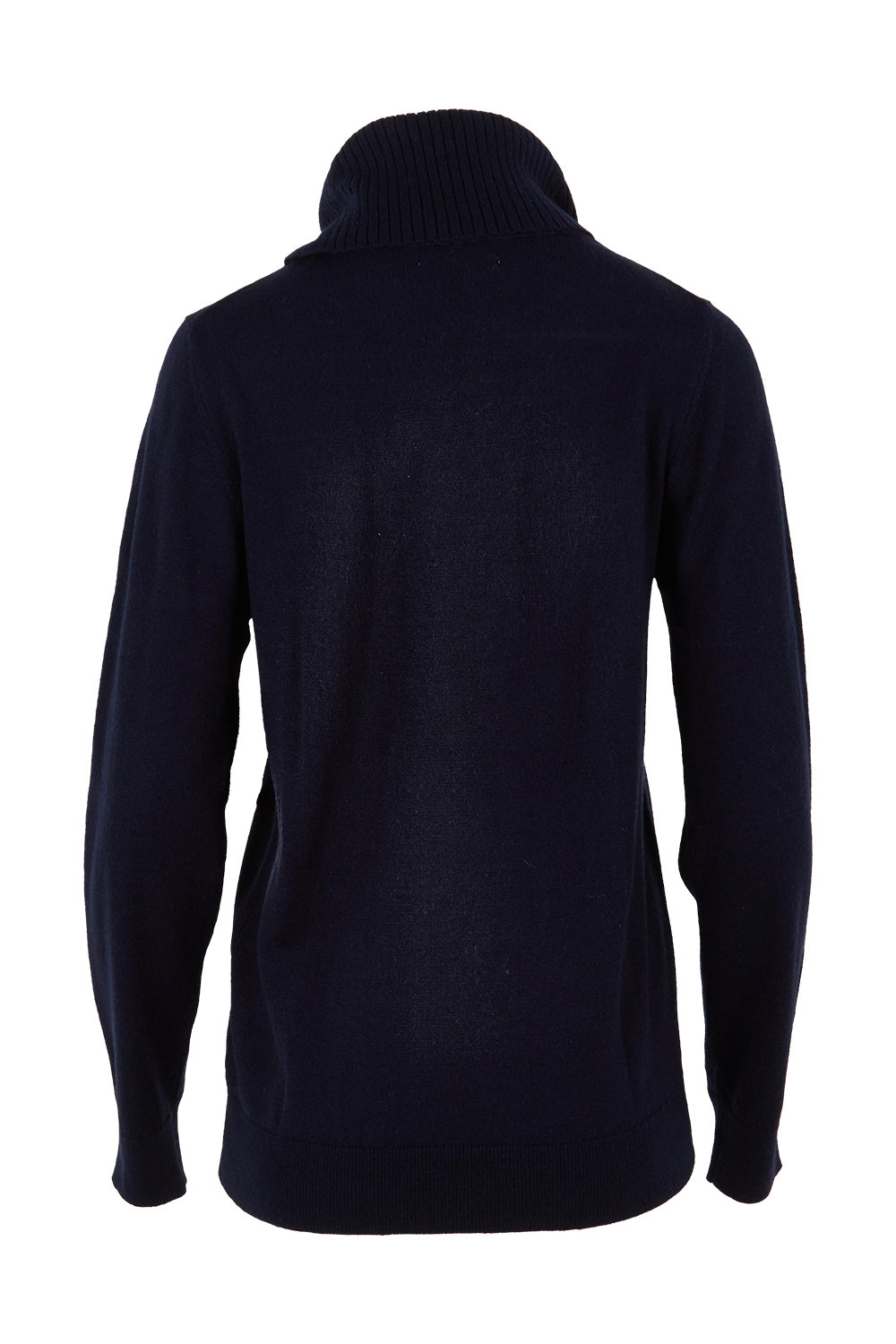 Product shot of The Keepers Soft Roll Neck Jumper in colour Darknavy (Blue), from the back