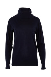 Product shot of The Keepers Soft Roll Neck Jumper in colour Darknavy (Blue), from the front