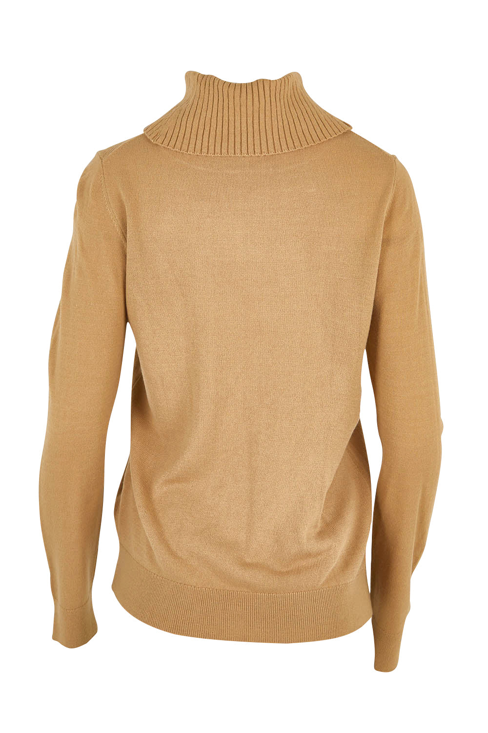 Product shot of The Keepers Soft Roll Neck Jumper in colour Latte, from the back