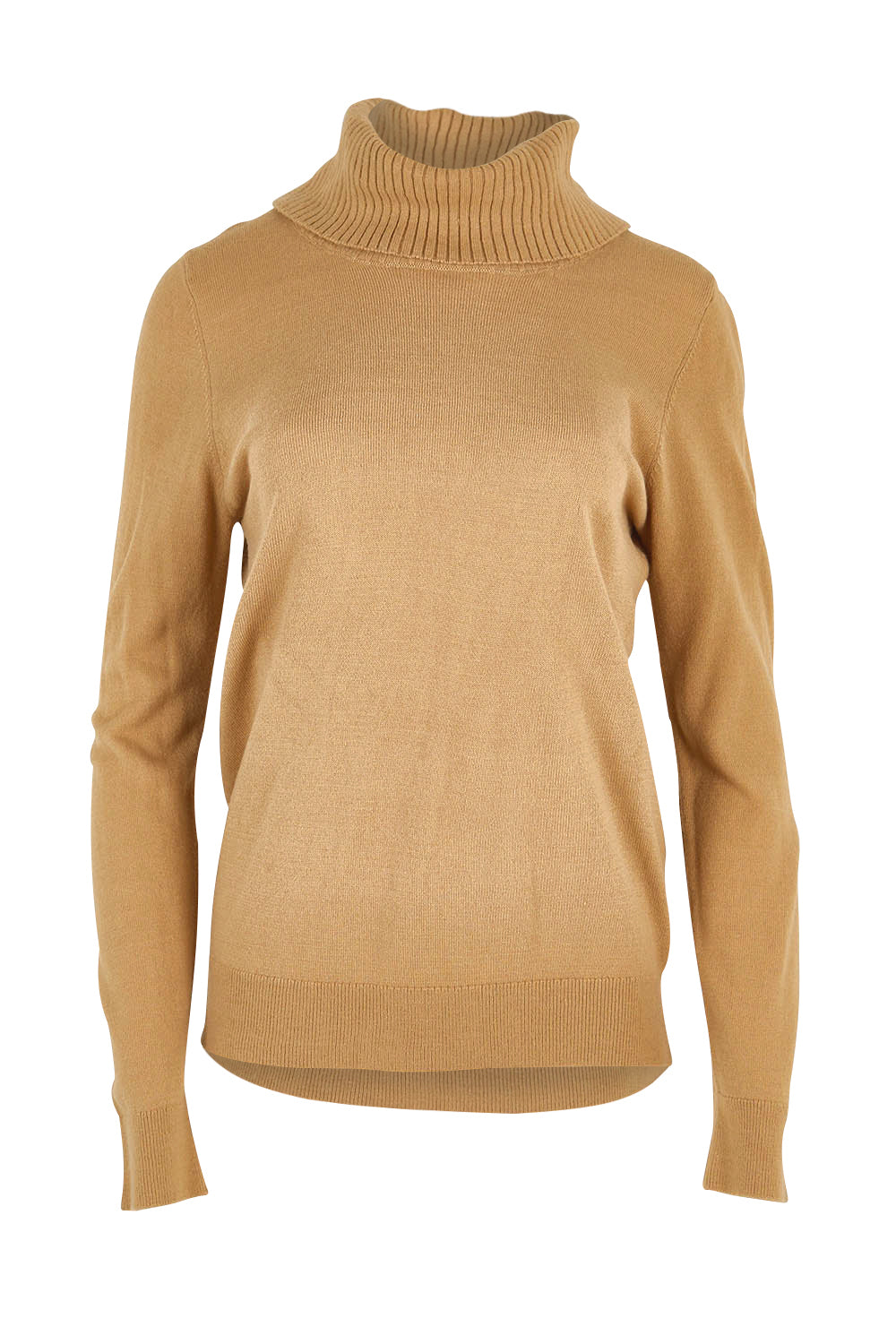 Product shot of The Keepers Soft Roll Neck Jumper in colour Latte, from the front