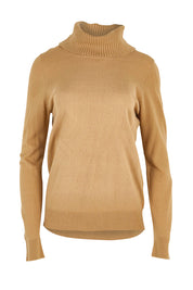 Product shot of The Keepers Soft Roll Neck Jumper in colour Latte, from the front