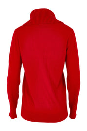 Product shot of The Keepers Soft Roll Neck Jumper in colour Red (Red), from the back