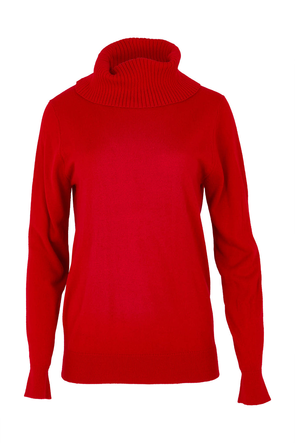 Product shot of The Keepers Soft Roll Neck Jumper in colour Red (Red), from the front