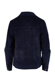 Product shot of The Cord Casual Jacket in colour Navy (Blue), from the back
