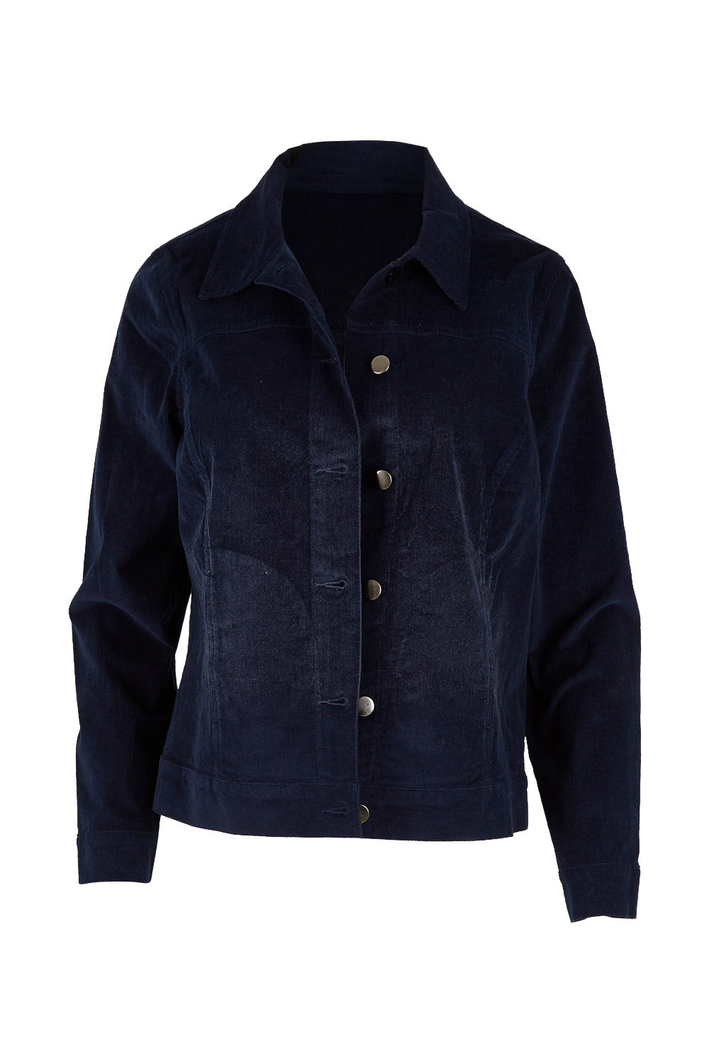 Product shot of The Cord Casual Jacket in colour Navy (Blue), from the front