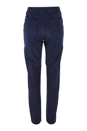 Product shot of The Pull On Cord Pant in colour Navy (Blue), from the back