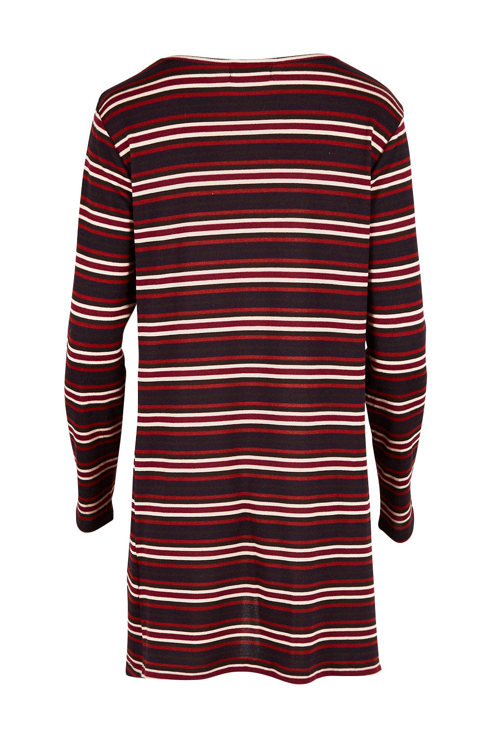 Product shot of The Striped Knit Crew Neck Tunic in colour Stripe (Blue), from the back