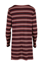 Product shot of The Striped Knit Crew Neck Tunic in colour Stripe (Blue), from the back